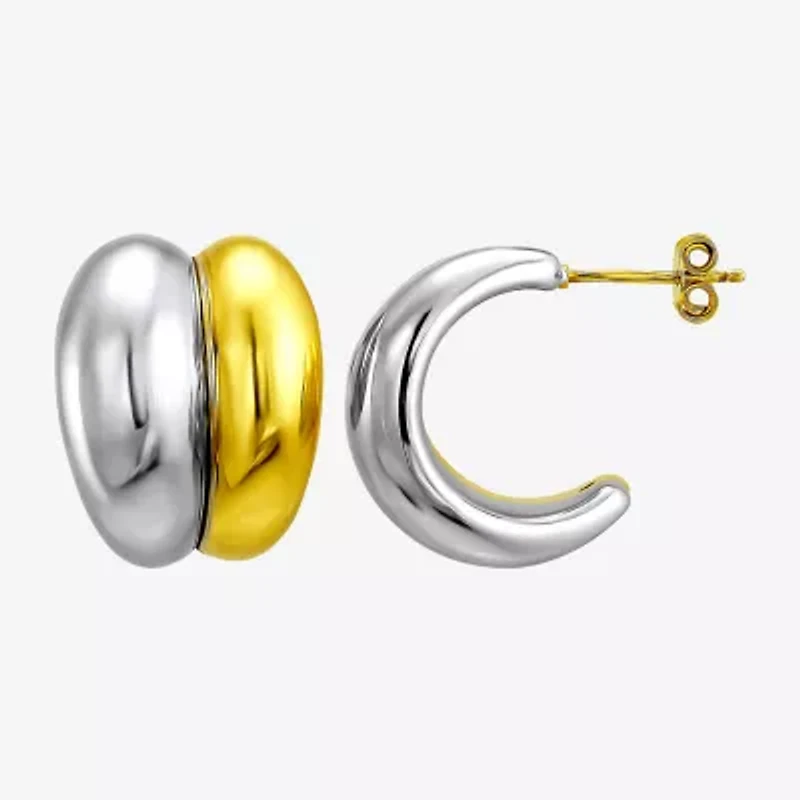 Silver Addiction Womens 14K Two Tone Gold Over Silver 19.7mm Hoop Earrings