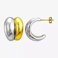 Silver Addiction Womens 14K Two Tone Gold Over Silver 19.7mm Hoop Earrings