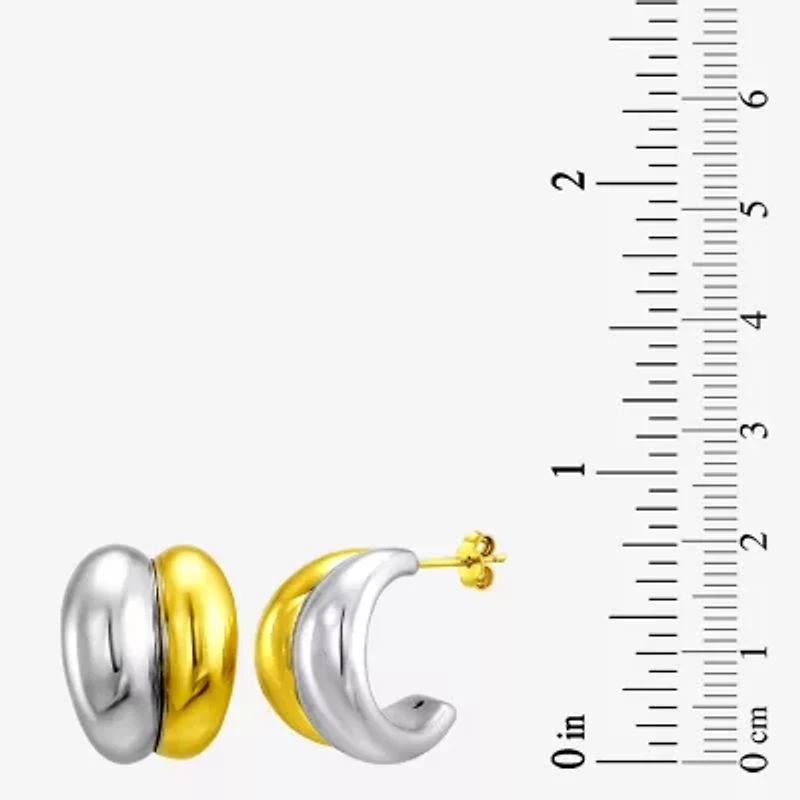 Silver Addiction Womens 14K Two Tone Gold Over Silver 19.7mm Hoop Earrings