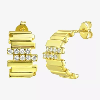 Silver Addiction White Cubic Zirconia 14K Gold Over Silver 15.4mm Stud Earrings