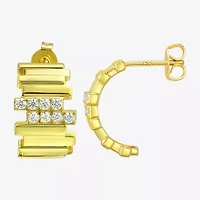 Silver Addiction White Cubic Zirconia 14K Gold Over Silver 15.4mm Stud Earrings