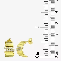 Silver Addiction White Cubic Zirconia 14K Gold Over Silver 15.4mm Stud Earrings