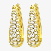 Silver Addiction Womens White Cubic Zirconia 14K Gold Over Silver 20mm Hoop Earrings