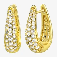 Silver Addiction Womens White Cubic Zirconia 14K Gold Over Silver 20mm Hoop Earrings