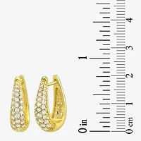 Silver Addiction Womens White Cubic Zirconia 14K Gold Over Silver 20mm Hoop Earrings