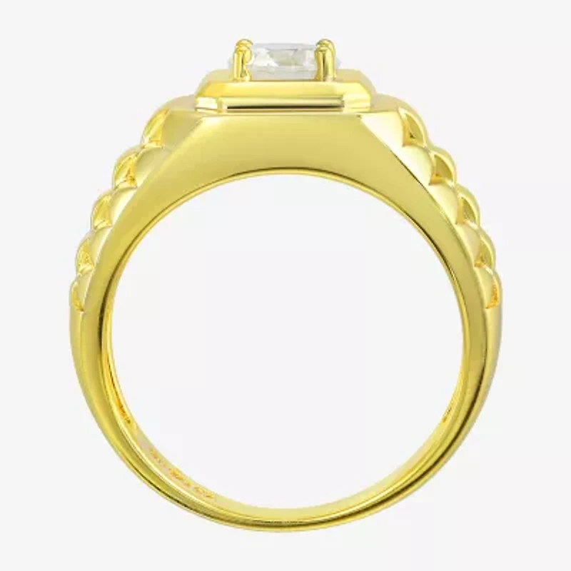 Mens White Cubic Zirconia 14K Gold Over Silver Fashion Ring