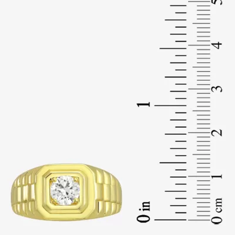 Mens White Cubic Zirconia 14K Gold Over Silver Fashion Ring