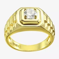 Mens White Cubic Zirconia 14K Gold Over Silver Fashion Ring