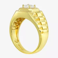Mens White Cubic Zirconia 14K Gold Over Silver Fashion Ring