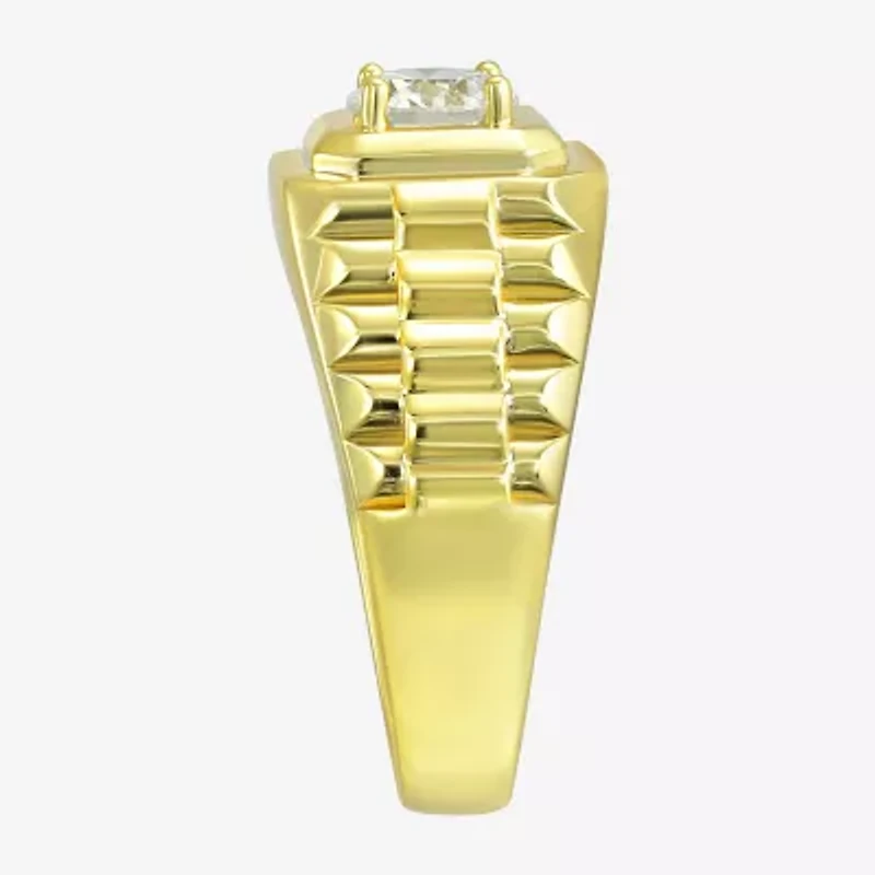Mens White Cubic Zirconia 14K Gold Over Silver Fashion Ring