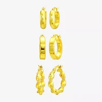 Womens 14K Gold Over Silver 3 Pair Earring Set