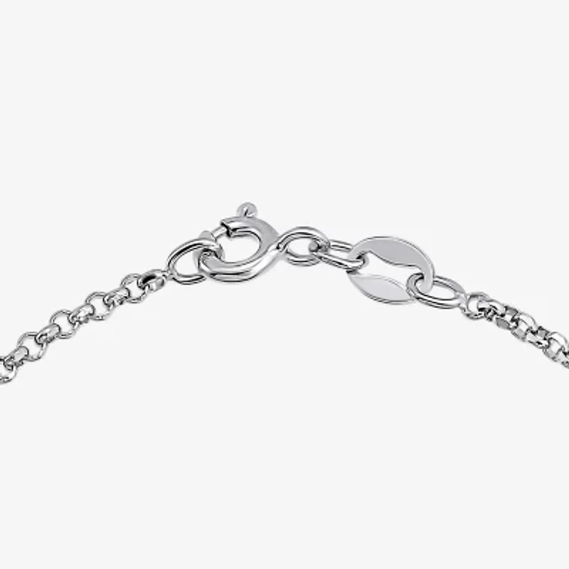 Womens Sterling Silver Heart Charm Bracelet