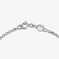Womens Sterling Silver Heart Charm Bracelet