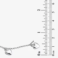 Womens Sterling Silver Heart Charm Bracelet