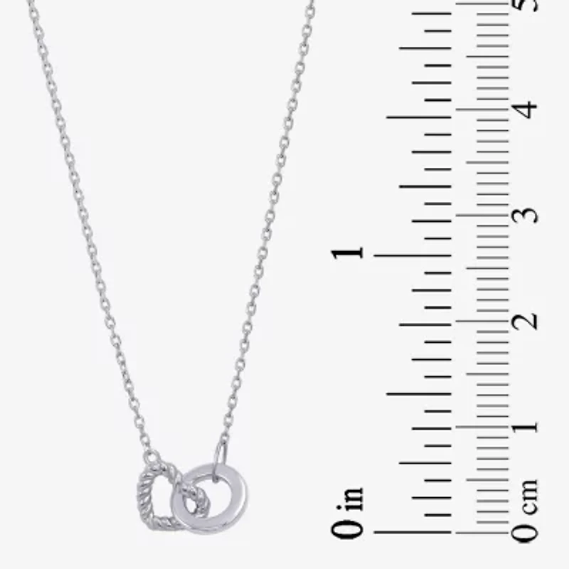 Womens Sterling Silver Heart 18 Inch Pendant Necklace