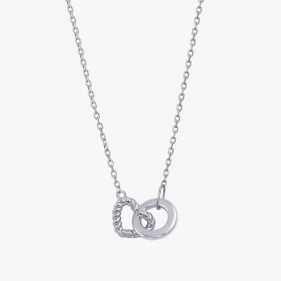 Womens Sterling Silver Heart 18 Inch Pendant Necklace
