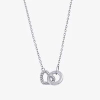 Womens Sterling Silver Heart 18 Inch Pendant Necklace
