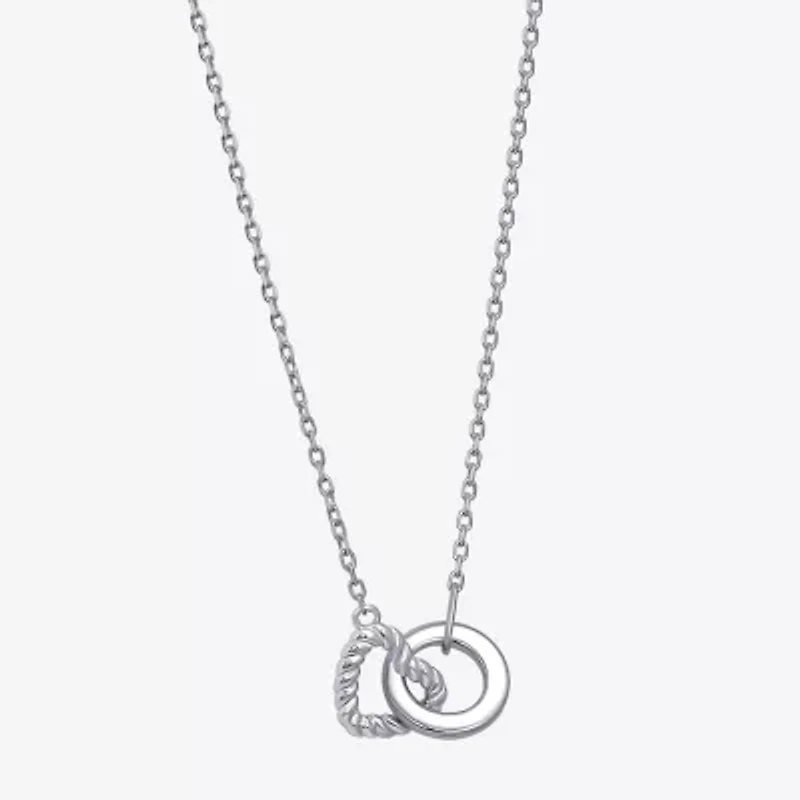 Womens Sterling Silver Heart 18 Inch Pendant Necklace