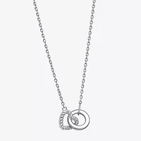 Womens Sterling Silver Heart 18 Inch Pendant Necklace