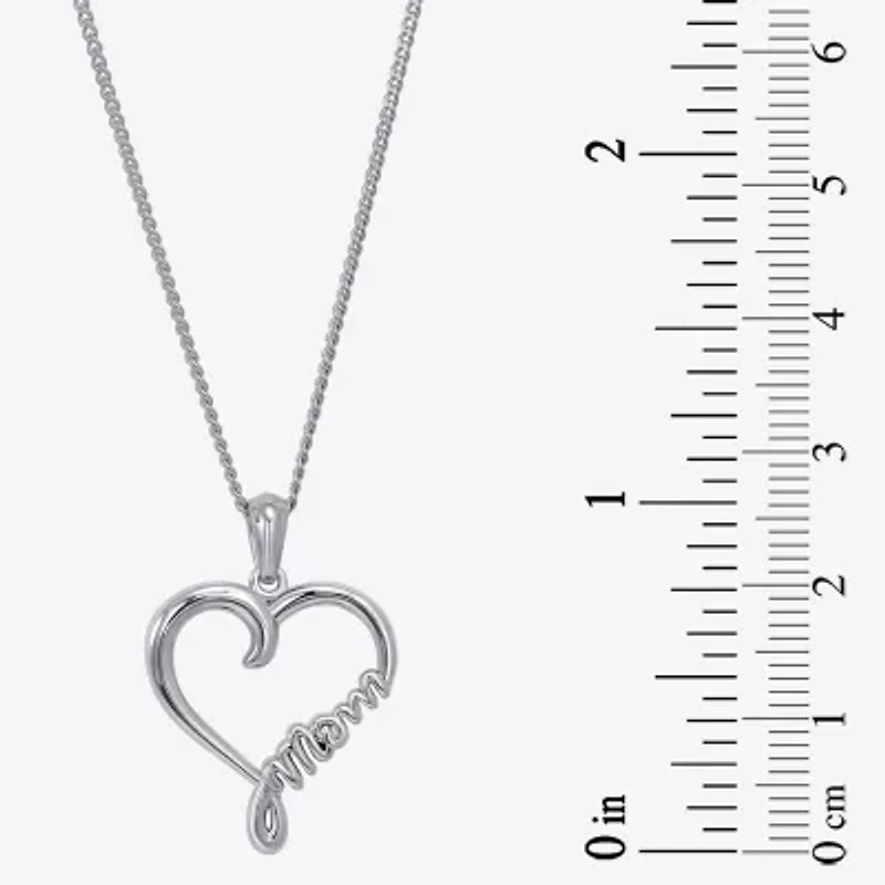 Womens Sterling Silver Heart 18 Inch Pendant Necklace