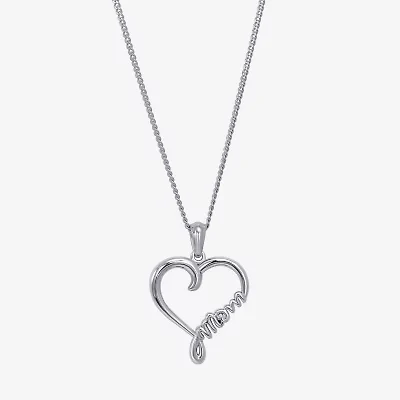 Womens Sterling Silver Heart 18 Inch Pendant Necklace