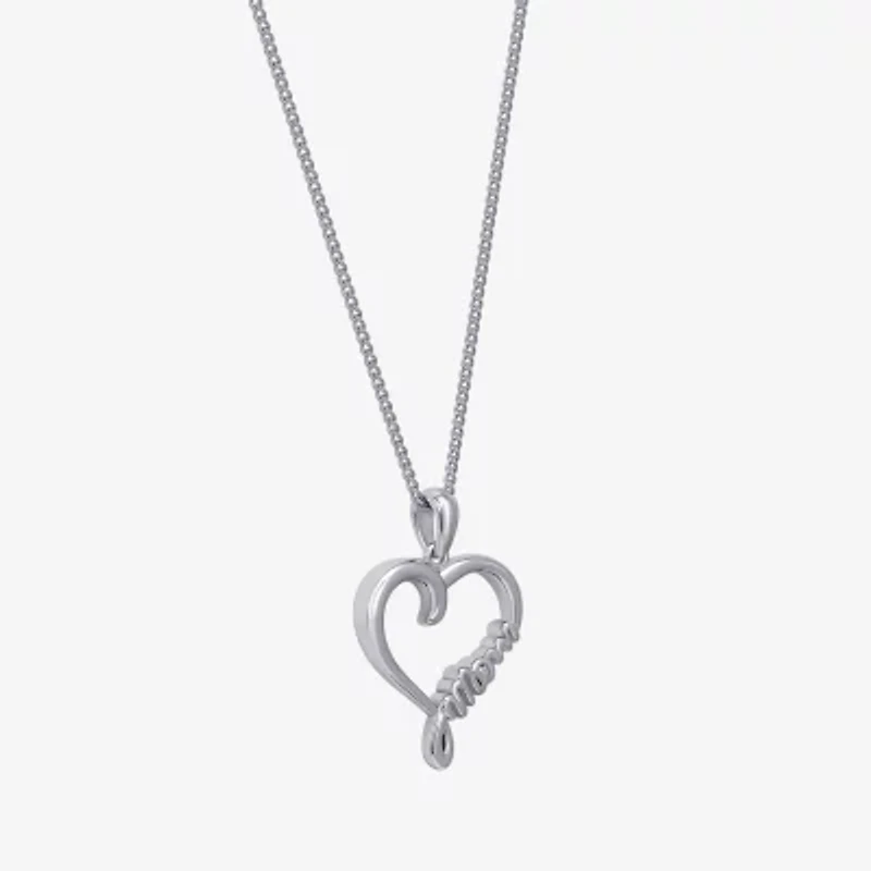 Womens Sterling Silver Heart 18 Inch Pendant Necklace