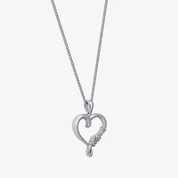 Womens Sterling Silver Heart 18 Inch Pendant Necklace