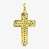 Cross Mens White Cubic Zirconia 14K Gold Over Silver Cross Pendant