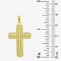 Cross Mens White Cubic Zirconia 14K Gold Over Silver Cross Pendant