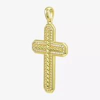 Cross Mens White Cubic Zirconia 14K Gold Over Silver Cross Pendant