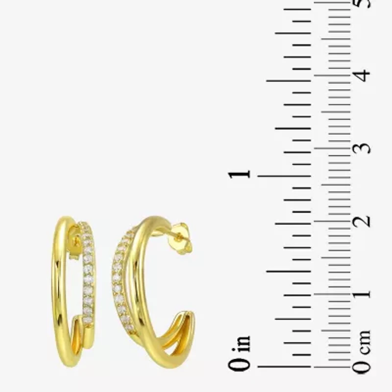 Silver Addiction White Cubic Zirconia 14K Gold Over Silver 27.6mm Stud Earrings