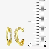 Silver Addiction White Cubic Zirconia 14K Gold Over Silver 27.6mm Stud Earrings