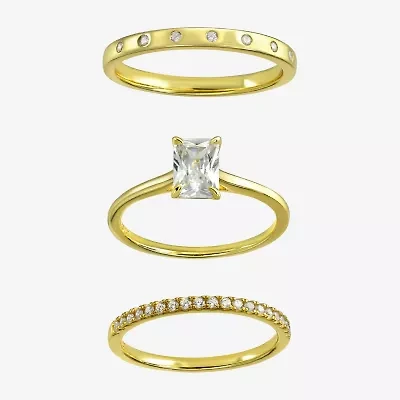 Silver Addiction Womens White Cubic Zirconia 14K Gold Over Silver Bridal Set