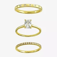 Silver Addiction Womens White Cubic Zirconia 14K Gold Over Silver Bridal Set