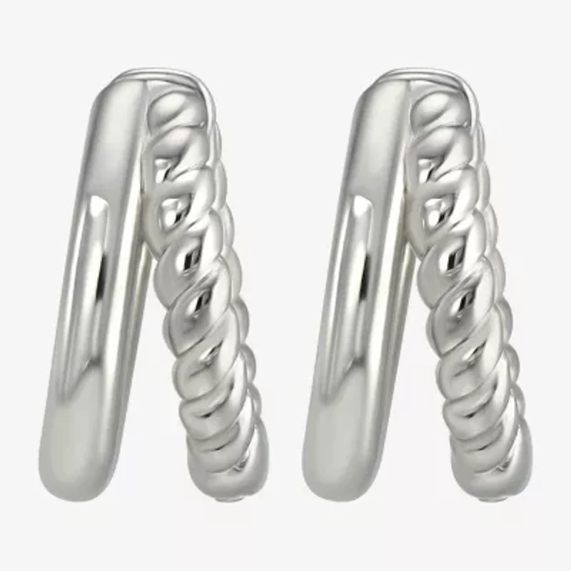 Womens Sterling Silver 12.2mm Hoop Earrings