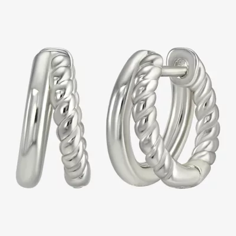 Womens Sterling Silver 12.2mm Hoop Earrings