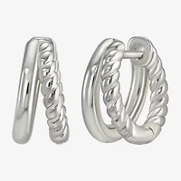 Womens Sterling Silver 12.2mm Hoop Earrings