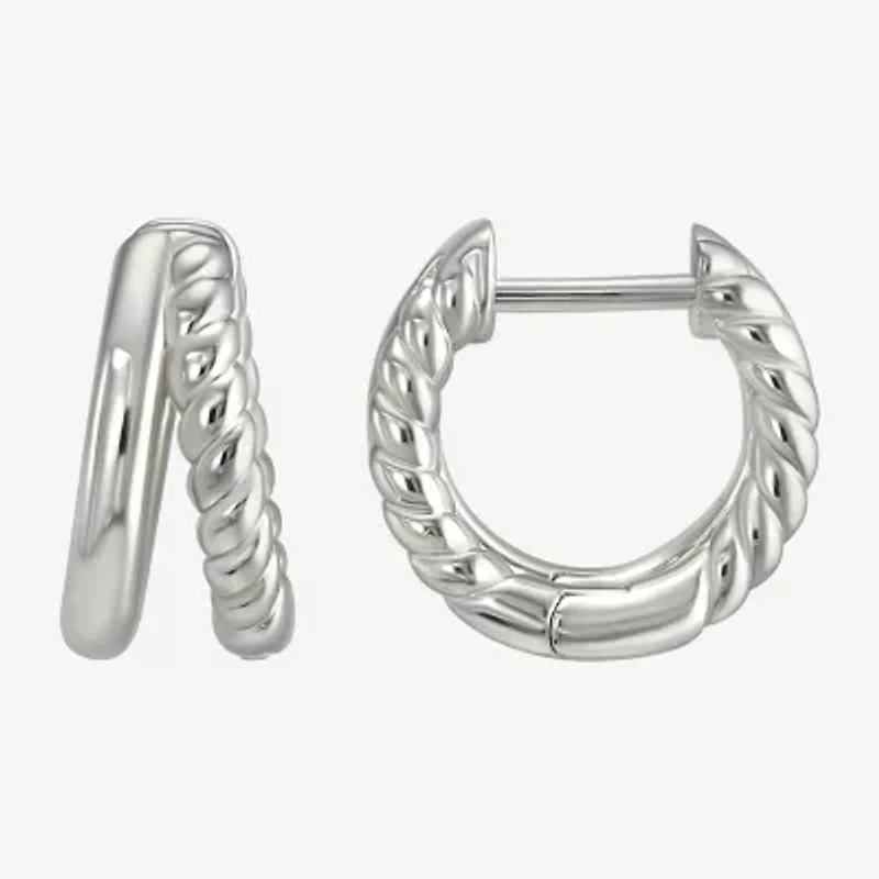 Womens Sterling Silver 12.2mm Hoop Earrings