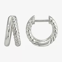 Womens Sterling Silver 12.2mm Hoop Earrings