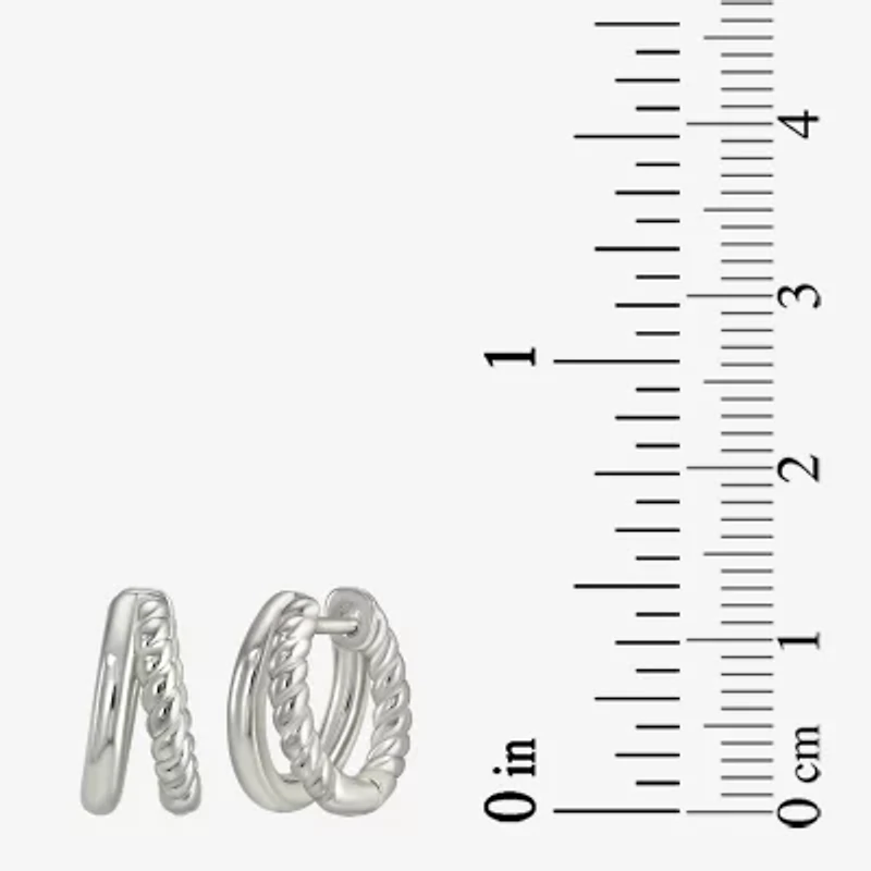 Womens Sterling Silver 12.2mm Hoop Earrings