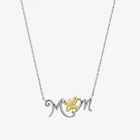 Womens White Cubic Zirconia Sterling Silver Butterfly 18 Inch Pendant Necklace