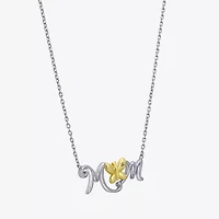 Womens White Cubic Zirconia Sterling Silver Butterfly 18 Inch Pendant Necklace