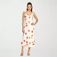 belle vie Womens Sleeveless Floral Midi Slip Dress