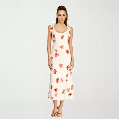 belle vie Womens Sleeveless Floral Midi Slip Dress
