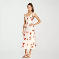 belle vie Womens Sleeveless Floral Midi Slip Dress
