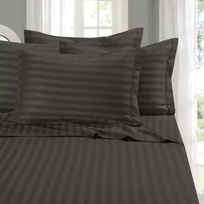 Elegant Comfort 6-Piece Dobby Stripe Wrinkle Free Sheet Set with Extra Pillowcases - Easy Care