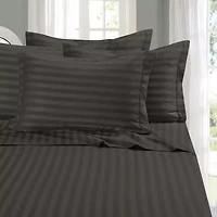 Elegant Comfort 6-Piece Dobby Stripe Wrinkle Free Sheet Set with Extra Pillowcases - Easy Care