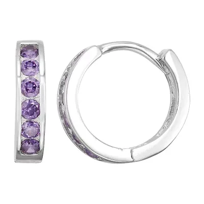 Children'S Girls Cubic Zirconia Sterling Silver 12mm Hoop Earrings