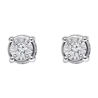 Tru Miracle 1/ CT. T.W. Natural White Diamond Sterling Silver Round Stud Earrings