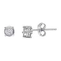 Tru Miracle 1/ CT. T.W. Natural White Diamond Sterling Silver Round Stud Earrings